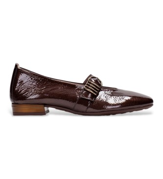 Hispanitas para mujer. HI265098 Zapatos de Piel Oslo marrón (36), Plano, Hebilla, Casual
