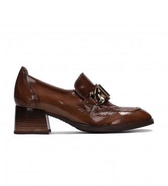 Hispanitas para mujer. HI232992 Zapatos de piel Charlize marrón -Altura tacón 4.5cm- (39), 3 a 5cm, Ninguno, Casual, Imitación cuero, Hispan