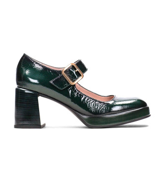 Hispanitas para mujer. HI233001 Zapatos de piel Mary Jane Tokio verde -Altura tacón 7cm- (38), 5 a 8cm, Hebilla, Casual, Fiesta, Clásico, Hi