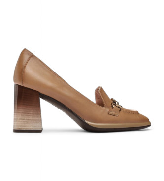 Hispanitas para mujer. HI233109 Zapatos de piel punta cuadrada marrón (36), 5 a 8cm, Ninguno, Casual