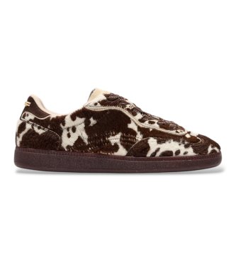 Hoff For Woman. 22619410 Brown Park Print Leather Sneakers (38), Flat, Laces, Casual, Animal Print