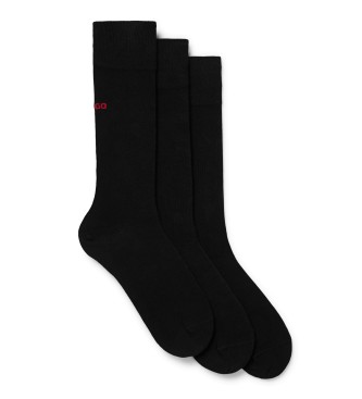 HUGO para hombre. 50493253 Pack 3 Pares de Calcetines largo Estándar negro (43-46), Homewear, Algodón