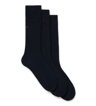 HUGO para hombre. 50493253 Pack de 3 calcetines marino (39-42), Homewear, Algodón