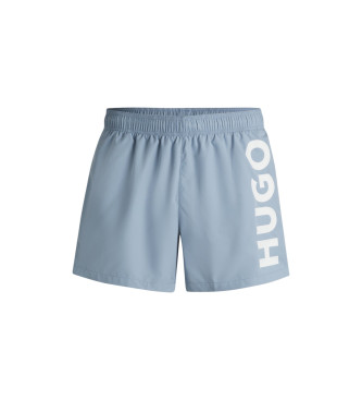 HUGO para hombre. 50513979 Bañador tipo shorts de secado rápido con logo estampado vertical azul (XL), Beachwear, Poliéster