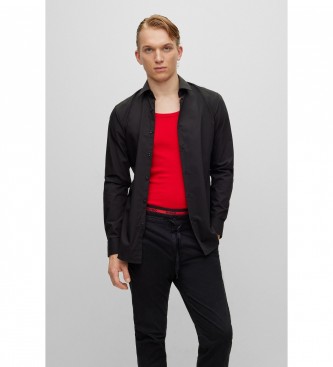 HUGO para hombre. 50289499 Camisa Slim Fit Kenno negro (41), Casual, Algodón, Manga larga