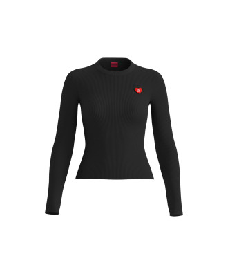 HUGO para mujer. 50554317 Camiseta Sarpha negro (L), Casual, Algodón, Manga larga