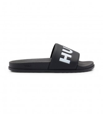 HUGO para hombre. 50498352 Chanclas Logo Tira negro (46), Plano, Ninguno, Casual, Beachwear