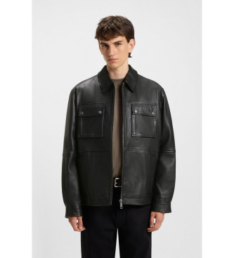 HUGO para hombre. 50546478 Chaqueta Lemni negro (S), Casual, Piel