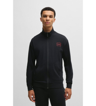 HUGO para hombre. 50525245 Chaqueta relaxed con logo enmarcado negro (S), Casual, Algodón