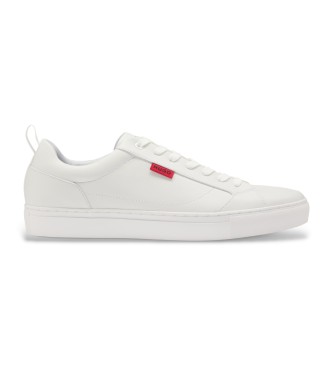 HUGO para hombre. 50541210 Zapatillas Etiqueta Logo blanco (40), Plano, Cordones, Casual