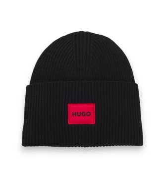 HUGO para mujer. 50502579 Gorro Saffa negro (OSFA), Casual, Lana
