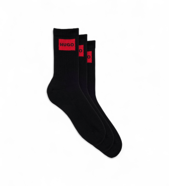 HUGO para hombre. 50531515 Set 3 Calcetines Solid negro (39-42), Homewear, Algodón