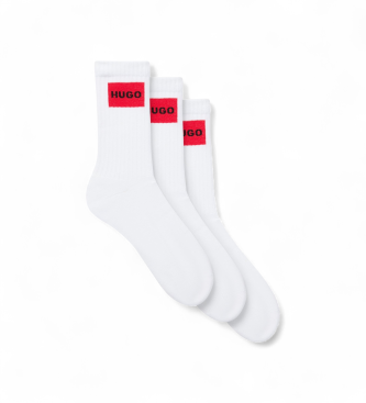 HUGO para hombre. 50531515 Set 3 Calcetines Solid blanco (39-42), Homewear, Algodón
