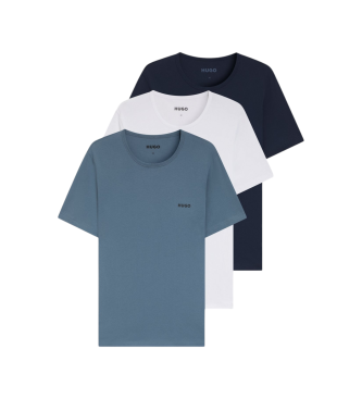 HUGO para hombre. 50532811 Set 3 Camisetas Interiores de Algodón azul, blanco, marino (M), Homewear, Manga corta