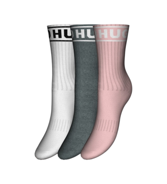 HUGO para mujer. 50517669 Set 3 Pares de Calcetines Sporty rosa, gris, blanco (35-38), Homewear, Algodón