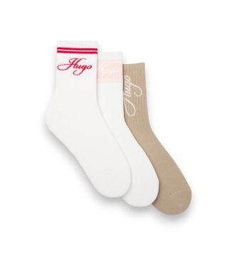 HUGO Set 3 Pares de Calcetines Sportylog blanco