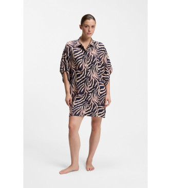 HUGO para mujer. 50561289 Vestido Fancy negro, marrón (S), Casual, Animal print, Viscosa, Manga corta