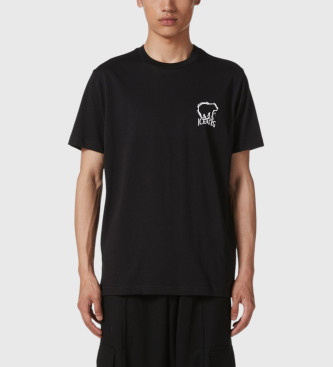 Camiseta corte ajustado con estampado de osos negro (M), Casual, Algodón, Manga corta