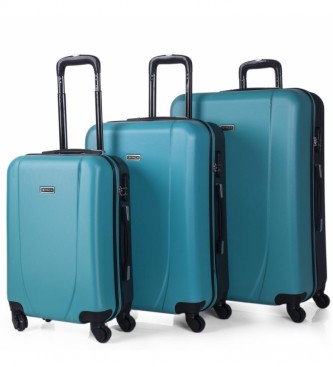 ITACA unisex. 71100-06 Juego de Maletas de Viaje Rígidas 4 Ruedas Trolley 71100 Turquesa -55x65x75cm- (OSFA), Casual, Gris, ABS/Policarbonat