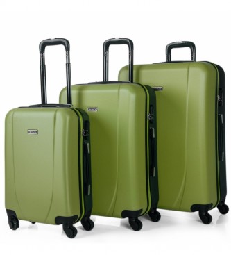 ITACA unisex. 71100-07 Juego De Maletas De Viaje Rígidas 4 Ruedas Trolley 71100 Pistacho -55X65X75Cm- (OSFA), Casual, Gris, Verde, ABS/Polic