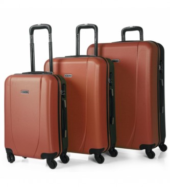 ITACA unisex. 71100-08 Juego De Maletas De Viaje Rígidas 4 Ruedas Trolley 71100 Coral -55X65X75Cm- (OSFA), Rojo, Casual, Gris, ABS/Policarbo