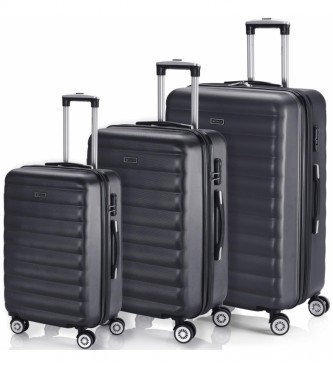 ITACA unisex. 71200-01 Juego de Maletas de Viaje Rígidas 4 Ruedas Trolley 71200 Negro -55x65x75cm- (OSFA), Casual, ABS/Policarbonato, Grande