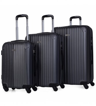 ITACA unisex. T71500-01 Juego Maletas de Viaje Rígidas de 4 Ruedas T71500 Negro -55x38x20cm- (OSFA), Casual, ABS/Policarbonato, Grande, Medi