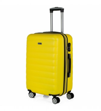 ITACA. Maleta de Viaje RÃgida 4 Ruedas Mediana Trolley 71260 amarillo