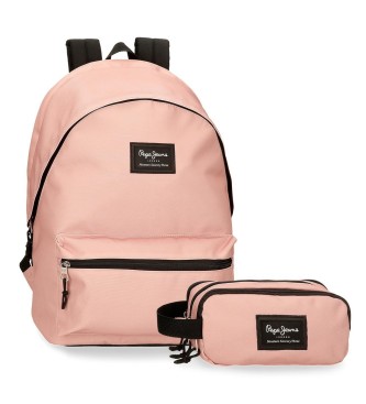 Pepe Jeans unisex. 63224P3 Mochila Aris con estuche rosa (OSFA), Casual, Poliéster