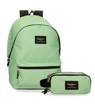 Pepe Jeans unisex. 63224P5 Mochila Aris con estuche verde (OSFA), Casual, Poliéster