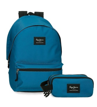 Pepe Jeans unisex. 63324P2 Mochila Aris con estuche azul (OSFA), Casual, Poliéster