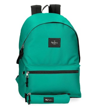 Pepe Jeans unisex. 63392C6 Mochila Aris con estuche verde (OSFA), Casual, Poliéster