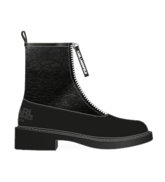 Karl Lagerfeld unisex para niños. Z30305 Botines de piel negro (39), Plano, Cremallera, Casual, moda infantil, Karl Lagerfeld outlet 2024.