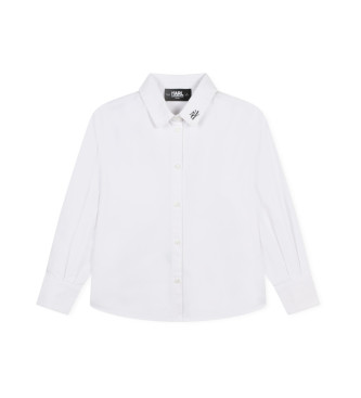 Karl Lagerfeld unisex para niños. Z30217 Camisa en sarga de nailon y algodón blanco (12Años= 150cm), Casual, Manga larga, moda infantil, Kar