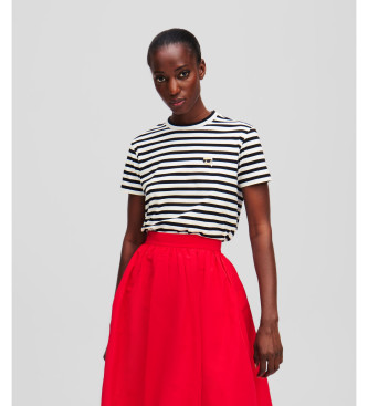 Karl Lagerfeldvoor vrouwen. A1W17099 Zwart, wit gestreept T-shirt (S), Casual, Katoen, Korte mouwen