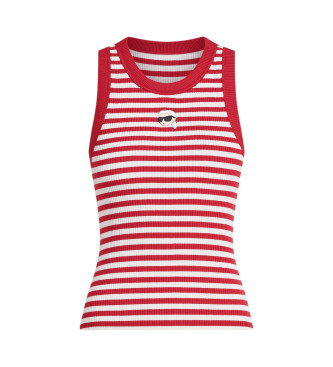 Karl Lagerfeld para mujer. A3W17079 Camiseta Canalé Ikon rojo (M), Casual, Sin mangas / Tirantes, Algodón Orgánico, Sostenible