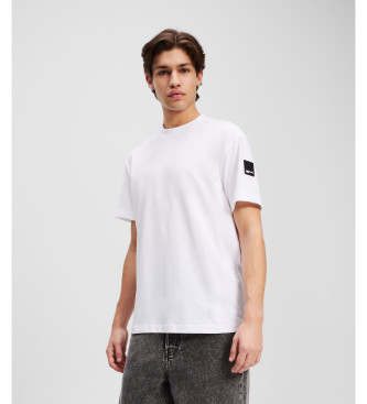 Karl Lagerfeld para hombre. A3M17003 Camiseta con Parche y logo blanco (M), Casual, Manga corta, Algodón Orgánico, Sostenible