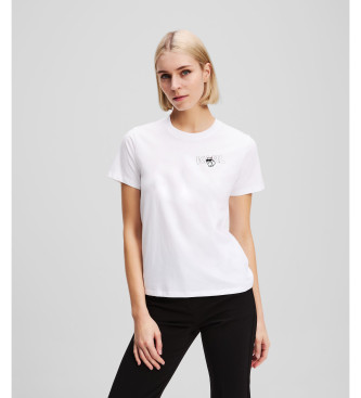 Karl Lagerfeld para mujer. A3W17085 Camiseta Slim Fit blanco (XS), Casual, Algodón, Manga corta