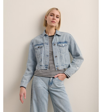 Karl Lagerfeld para mujer. A3W14054 Cazadora Disney x KL azul (L), Casual, Denim, Algodón Orgánico, Sostenible