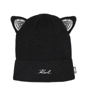 Karl Lagerfeld unisex para niños. Z30329 Gorro de punto negro (4/6 años), Casual, Acrílico, moda infantil, Karl Lagerfeld outlet 2024.