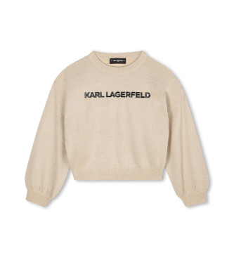 Karl Lagerfeld para niña. Z30937 Jersey Marca beige (14Años= 162cm), Casual, Algodón, moda infantil
