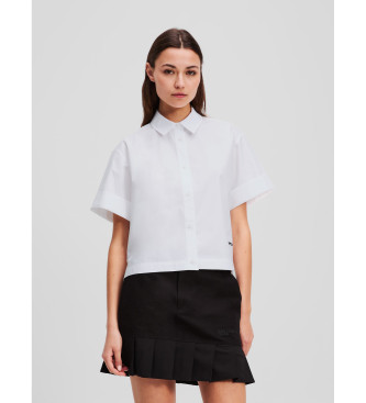 Karl Lagerfeld para mujer. A3W11005 Camisa Popelin blanco (XS), Casual, Algodón, Manga corta