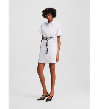 Karl Lagerfeld para mujer. A3W13030 Vestido Popelin blanco (XS), Casual, Algodón, Manga corta