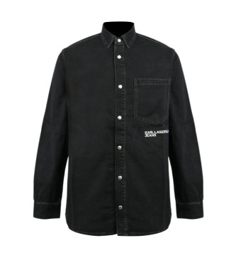 Karl Lagerfeld unisex. A3M16001 Camisa Regular Denim negro (S), Casual, Algodón, Manga larga