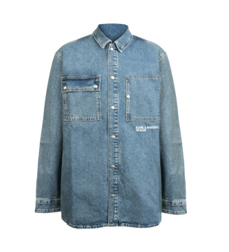 Karl Lagerfeld unisex. A3M16004 Camisa Utility denim azul (M), Casual, Algodón, Manga larga
