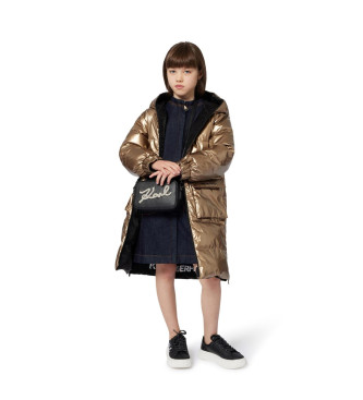 Karl Lagerfeld para niña. Z30603 Parka Reversible dorado (16Años= 174cm), Casual, Poliéster, moda infantil