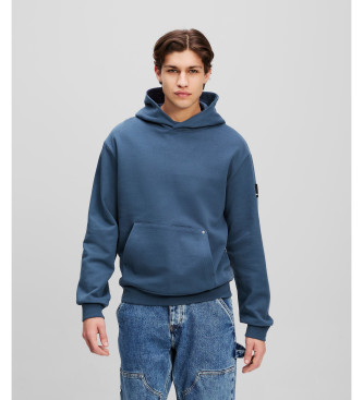 Karl Lagerfeld para hombre. A3M20020 Sudadera con parche y logo azul (L), Casual, Algodón Orgánico, Sostenible