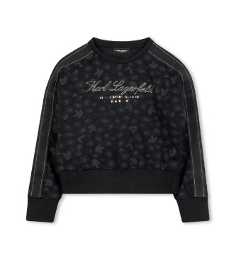 Karl Lagerfeld para niña. Z30608 Sudadera Marca negro (14Años= 162cm), Casual, Algodón, moda infantil
