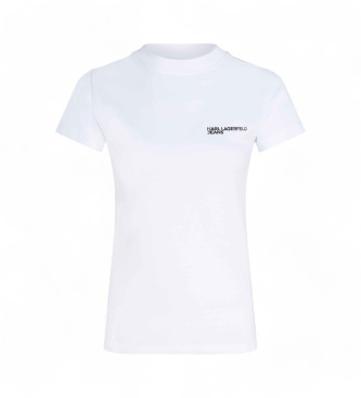 Karl Lagerfeld para mujer. A1W17004 Camiseta básica blanco (L), Casual, Manga corta, Algodón Orgánico