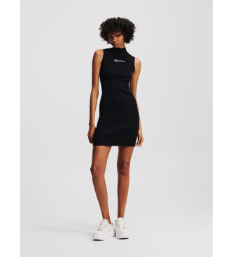 Karl Lagerfeld para mujer. A3W13010 Vestido de punto y cuello alto negro (XS), Casual, Algodón, Sin mangas / Tirantes